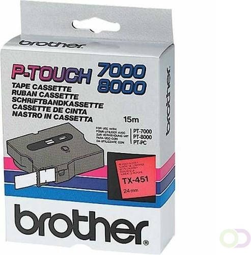 Brother TX-451 labelprinter-tape Zwart op rood (TX-451)