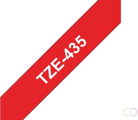 Brother Labeltape P touch TZE435 12mm wit op rood