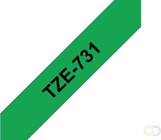 Brother Labeltape P touch TZE731 12mm zwart op groen