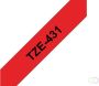 Brother Labeltape P touch TZE431 12mm zwart op rood - Thumbnail 2