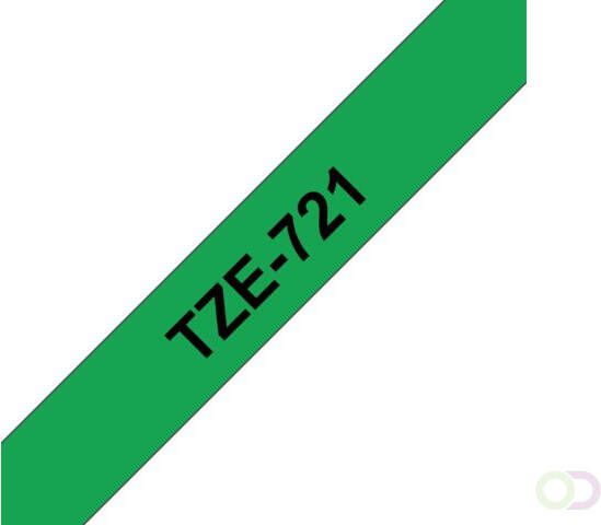 Brother Labeltape P touch TZE721 9mm zwart op groen