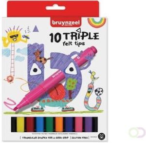 Bruynzeel Kids viltstiften Triple set van 10 stuks in geassorteerde kleuren