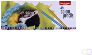 Bruynzeel kleurpotlood Papegaai metalen doos van 45 potloden