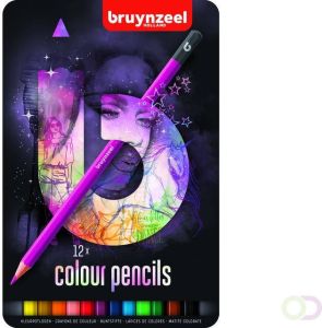 Bruynzeel Kleurpotloden Teens 12stuks roze blik assorti