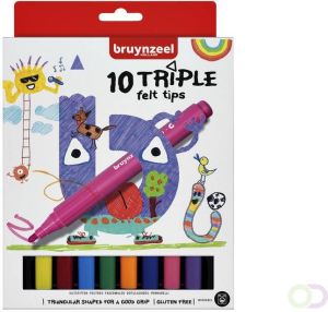 Bruynzeel Viltstift Kids Triple blister Ã  10 stuks assorti