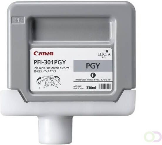 Canon PFI-301PGY inktcartridge pigment foto grijs standard capacity 330ml 1-pack