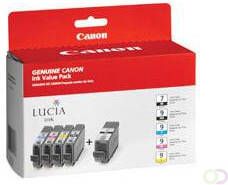 Canon PGI-9 MBK PC PM R G inktcartridge zwart en vier kleuren standard capacity combopack blister met alarm