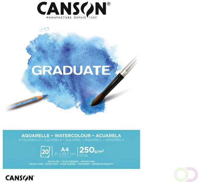 Canson Aquarelblok Graduate A4 250gr 20vel