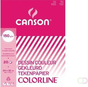 Canson tekenblok 150g mÂ² ft A3 20 vel assortiment kleuren