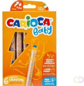 Carioca kleurpotlood Baby 3 in 1 geassorteerde kleuren 6 stuks in een kartonnen etui