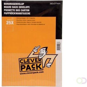 Cleverpack bordrugenveloppen ft 262 x 371 mm met stripsluiting wit pak van 25 stuks