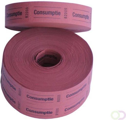 Combicraft Consumptiebon 57x30mm 2-zijdig 2x1000 stuks rood