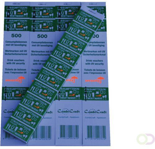 Combicraft Consumptiebon met UV beveiliging 500 stuks groen