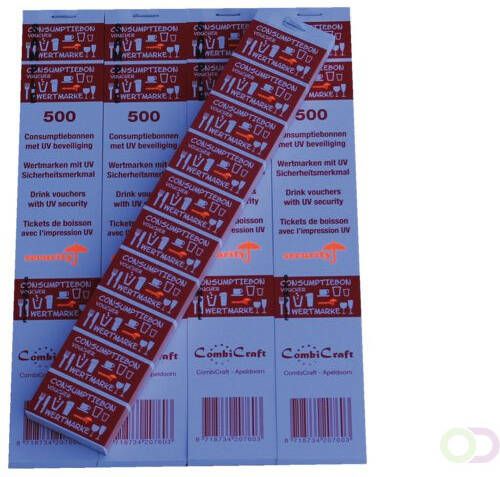 Combicraft Consumptiebon met UV beveiliging 500 stuks rood