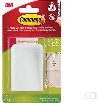 Command jumbo canvas ophanghaak wit blister met 1 haak en 4 strips