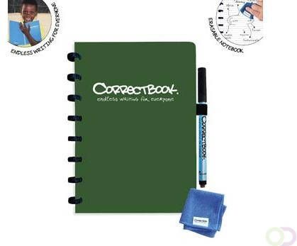 Correctbook A5 Original: uitwisbaar herbruikbaar notitieboek gelijnd Forest Green (bosgroen)