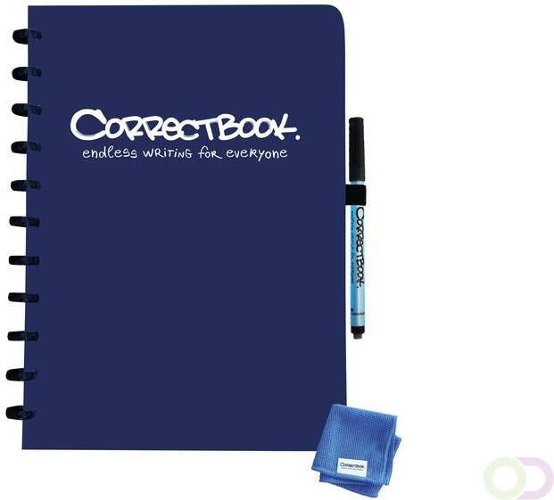 Correctbook Notitieboek uitwisbaar en herbruikbaar A4 blanco marine blauw