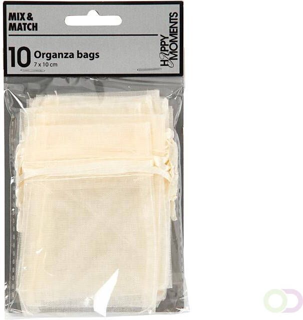 Creativ Company Organza zakjes 7x10cm 10 stuks off-white 10 zak