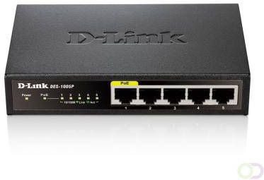 D-Link DES-1005P E netwerk-switch Unmanaged L2 Fast Ethernet (10 100) Power over Ethernet (PoE) Zwart (DES-1005P E)