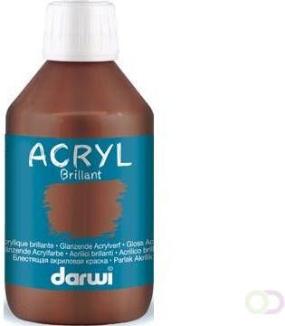 Darwi glanzende acrylverf flacon van 250 ml donkerbruin