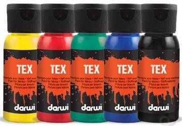 Darwi textielverf Tex 50 ml etui van 5 stuks in geassorteerde kleuren