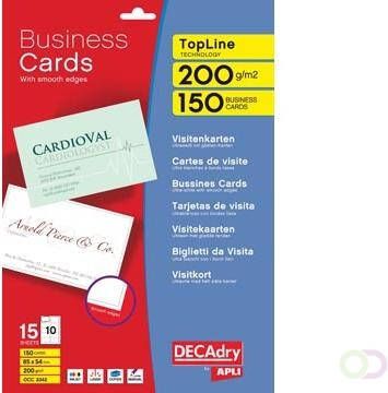 Decadry visitekaarten TopLine 150 kaartjes(10 kaartjes ft 85 x 54 mm per A4 ) ronde hoeken