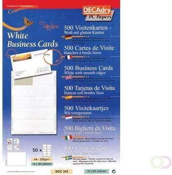Decadry visitekaarten TopLine 500 kaartjes(10 kaartjes ft 85 x 54 mm per A4 ) rechte hoeken