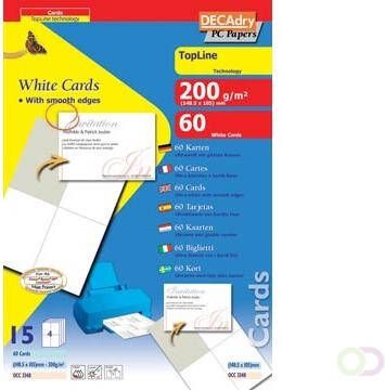 Decadry visitekaarten TopLine 60 kaartjes (4 kaartjes ft 148 5 x 105 mm per A4) rechte hoeken