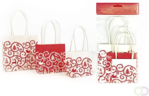 Design Group Cadeautas Kerst Seasons Greetings 3 stuks assorti