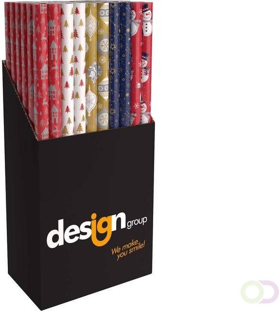 Design Group Inpakpapier Kerst metallic 150x70cm assorti