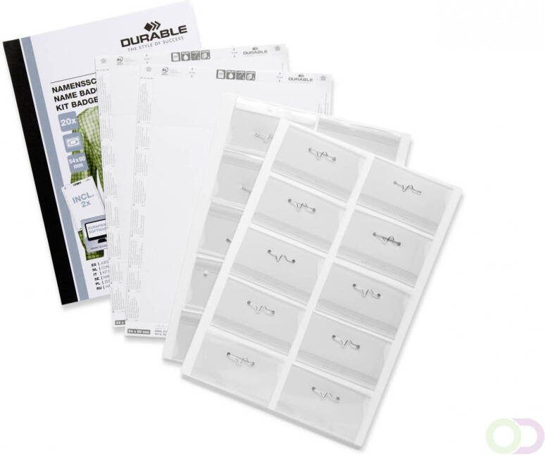 Durable Naambadgeset 54x90 mm met golfspeld zakje van 20 assorti
