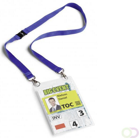 Durable Badge voor evenementen A6 met koord blauw