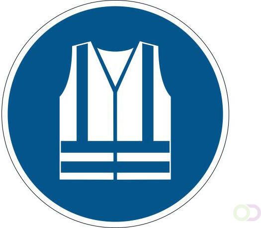 Durable Mandatory sticker \'Use safety vest\' Ã 430 mm