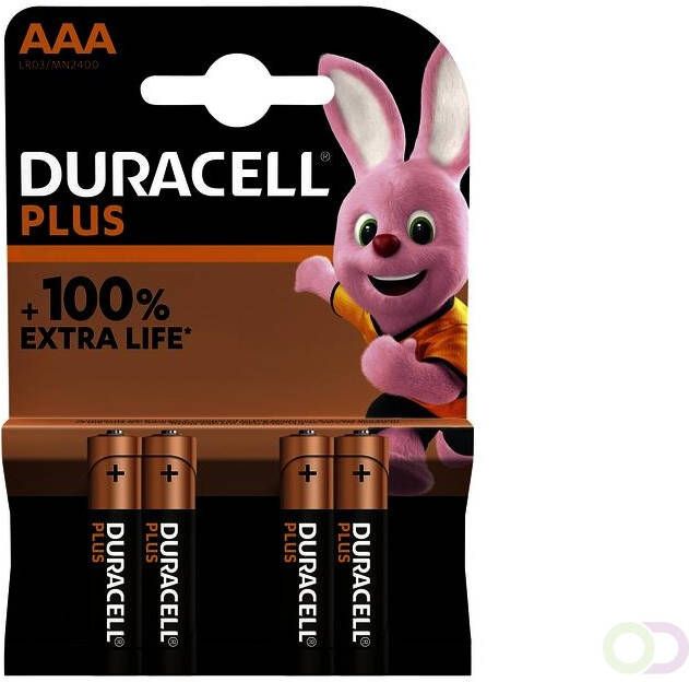 Duracell batterij Plus 100% AAA blister van 4 stuks
