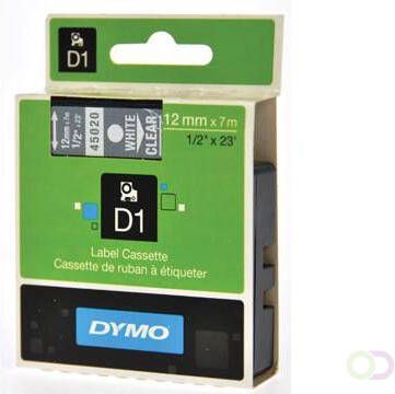 Dymo D1 tape 12 mm wit op transparant