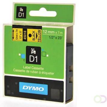 Dymo D1 tape 12 mm zwart op geel