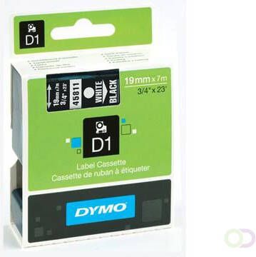 Dymo Labeltape 45811 D1 720910 19mmx7m wit op zwart
