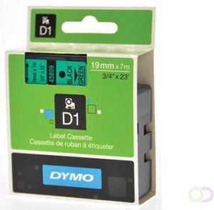 Dymo Labeltape 45809 D1 720890 19mmx7m zwart op groen