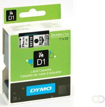 Dymo D1 tape 24 mm transparant op zwart
