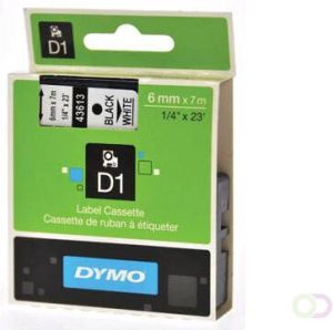 Dymo Labeltape 43613 D1 720780 6mmx7m zwart op wit