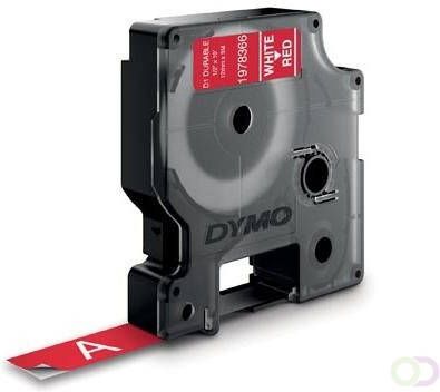 Dymo duurzame D1 tape 12 mm x 3 m wit op rood
