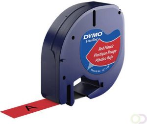 Dymo Labeltape Letratag 91203 plastic 12mm zwart op rood