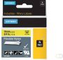 Dymo Labeltape Rhino 18491 19mmx3.5m flexibel nylon zwart op geel - Thumbnail 1