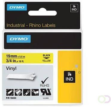 Dymo RHINO vinyltape 19 mm x 5 m zwart op geel
