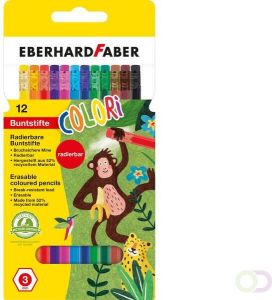 Eberhard Faber kleurpotloden met gum etui a 12 st.