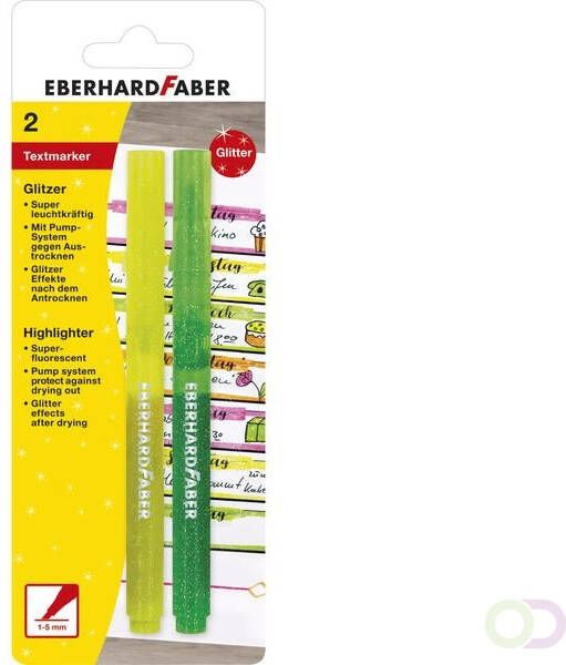 Eberhard Faber Markeerstift Glitter etui 2st. (geel groen)