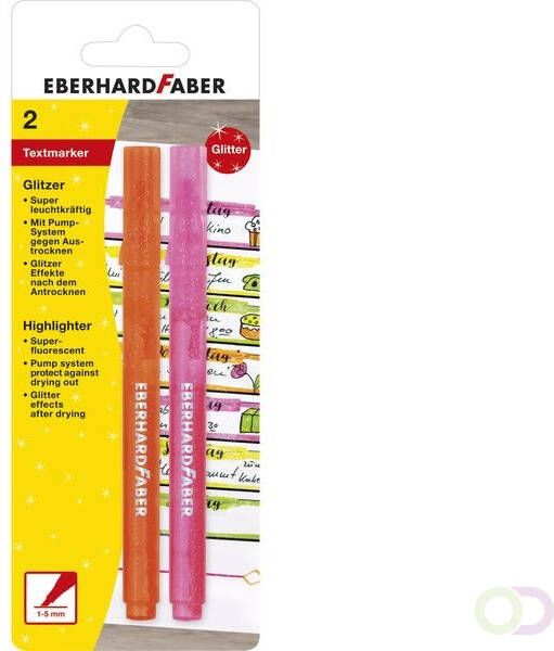 Eberhard Faber Markeerstift Glitter etui 2st. (oranje roze)