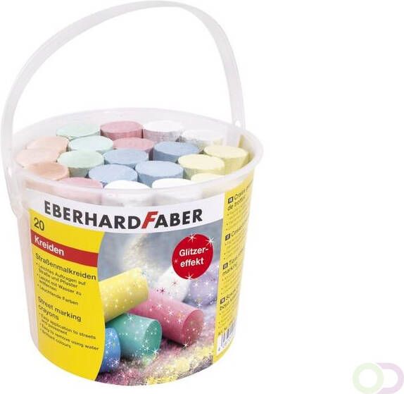 Eberhard Faber Stoepkrijt glitter 20 stuks in emmer