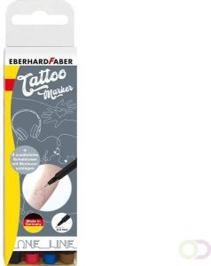 Eberhard Faber Tattoo stift 4 stuks 4 kleuren rood bruin zwart en blauw
