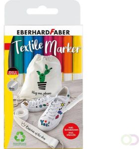 Eberhard Faber Textielmarker 8st. in etui incl. 4 stencils met sjablonen